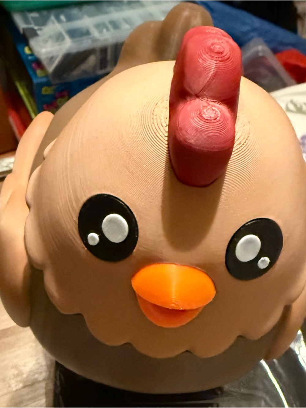 CUSTOM Cute Brown Chicken laying eggs 3-D printed Toy! Eggs NOT Included!